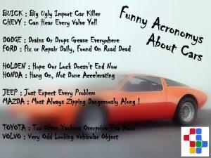 Funny Acronmys About Cars 