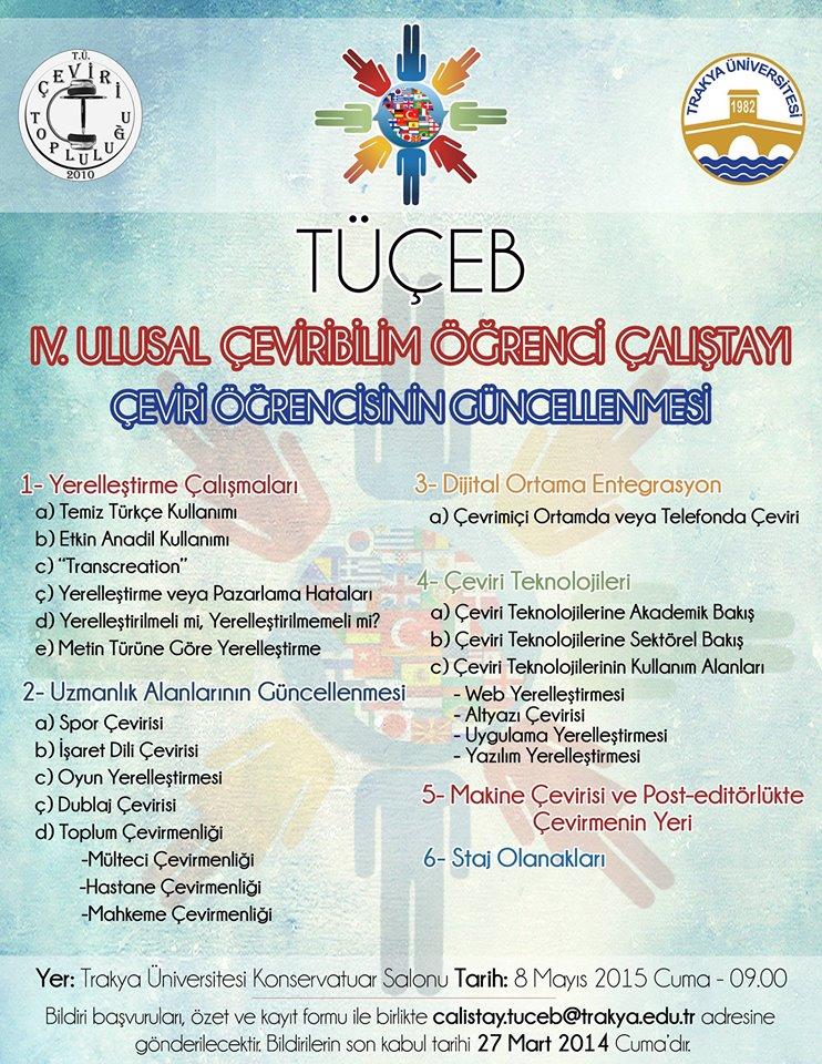 TÜÇEB IV. ULUSAL ÇEVİRİBİLİM ÖĞRENCİ ÇALIŞTAYI