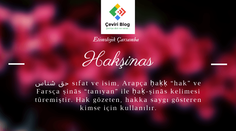 Etimolojik Çarşamba: Hakşinas